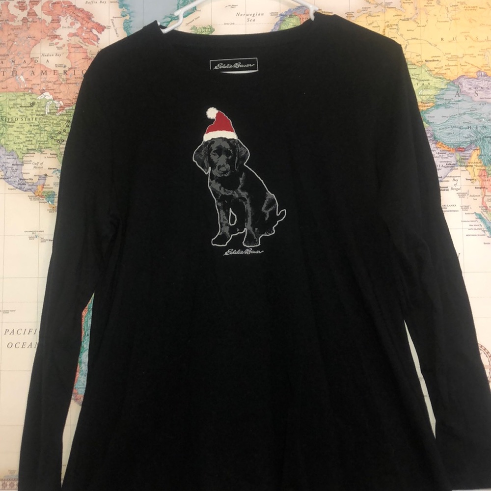 EDDIE BAUER Black Lab Christmas Shirt